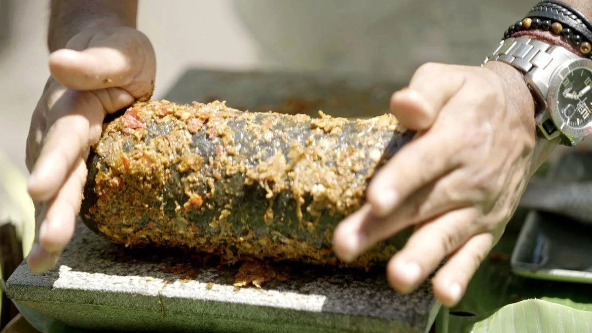 Spice paste ground by hand on stone