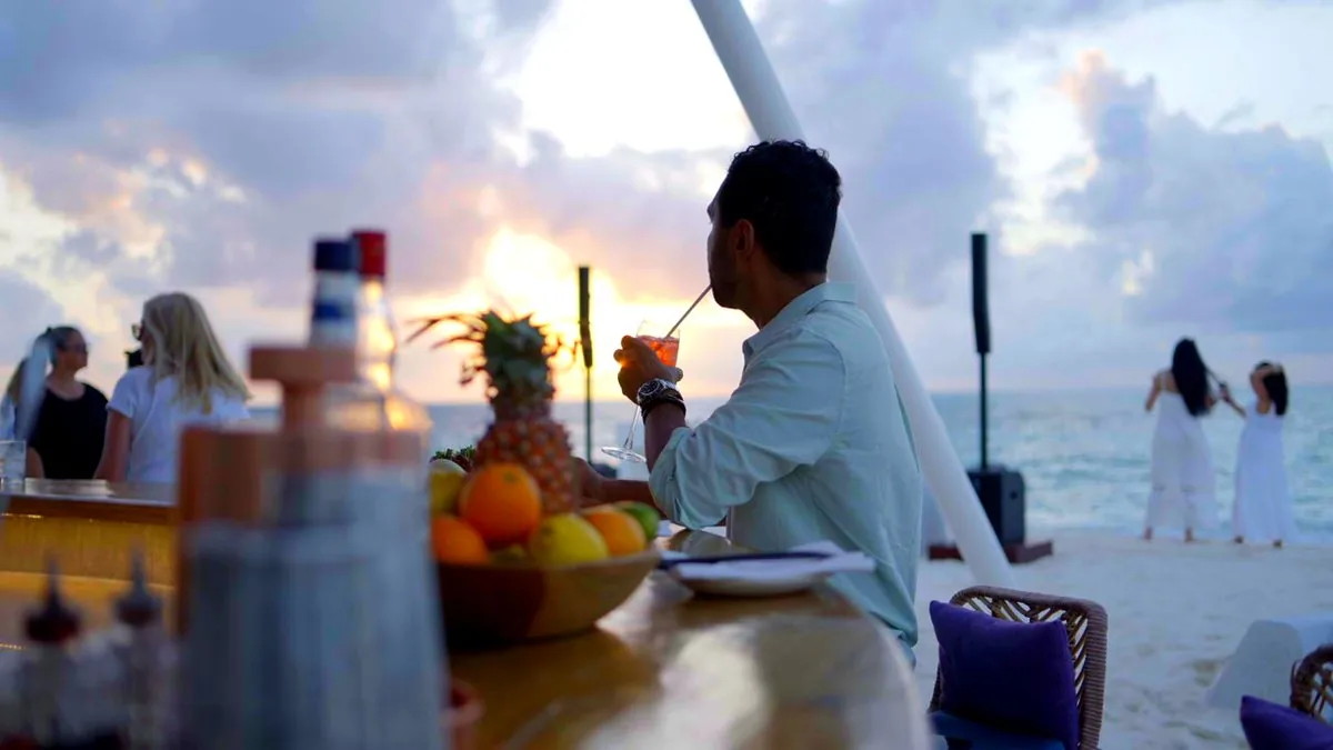 The beach bar as the light goes