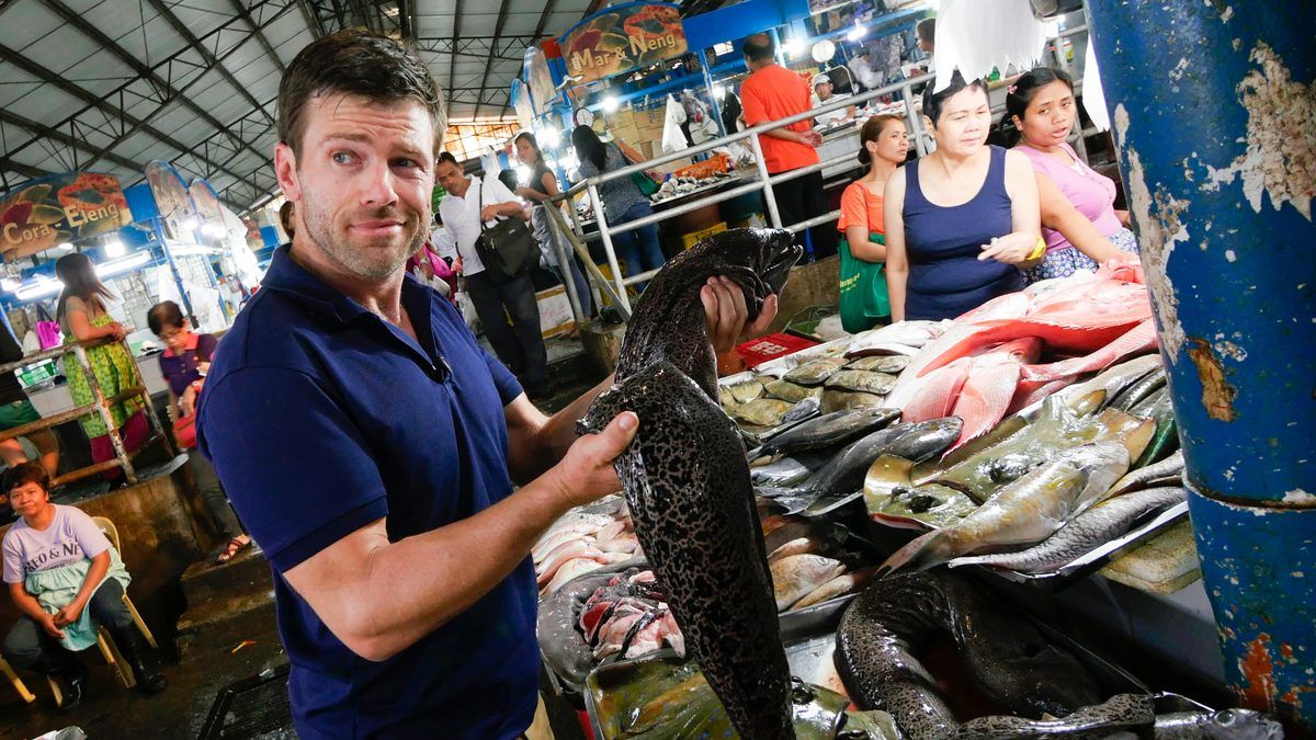Philippines — a moray eel at the fish market