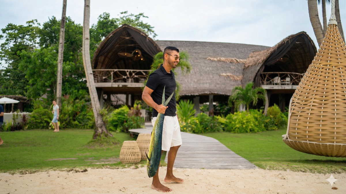 Sashi with the catch, Siargao
