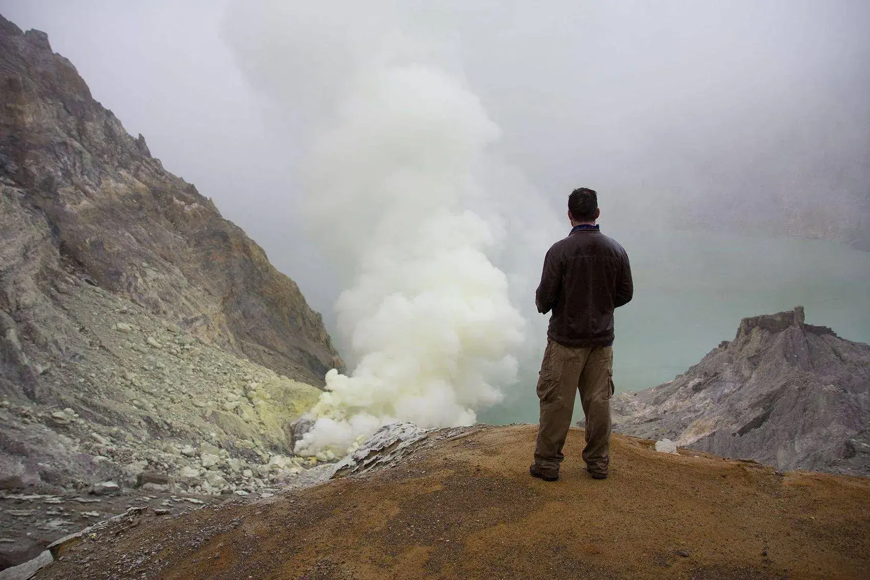 Jonathan Legg on the rim of Kawah Ijen, East Java